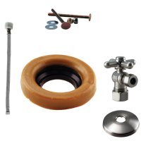 Cross Handle Ball Valve Toilet Kit & Wax Ring