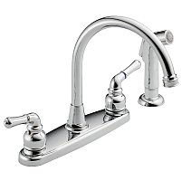 Hi-Arc 2-Handle Side Sprayer Kitchen Faucet in Stainless Steel