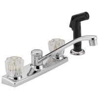 Westbrass Two Handle Kitchen Faucet with Side Spray in Polished Chrome